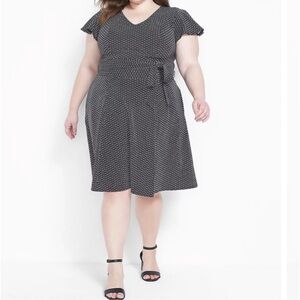 Geo Print Flutter-Sleeve Fit & Flare Lena Dress